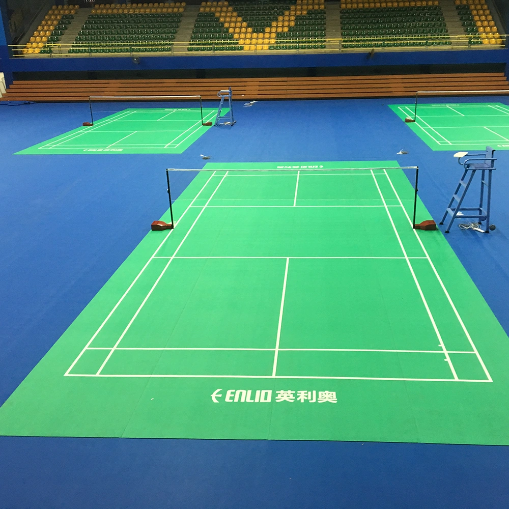 Professional indoor badminton court mat with crystal sand surface